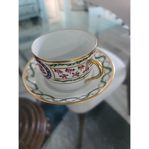 Haviland Limoges Cup & Saucer Set Louveciennes France Tea Estate Gold Trim China - Picture 11 of 13